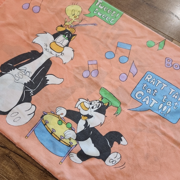 Vintage 90s Warner Bros Tweety bird and Sylvester single pillow case retro - Picture 5 of 9